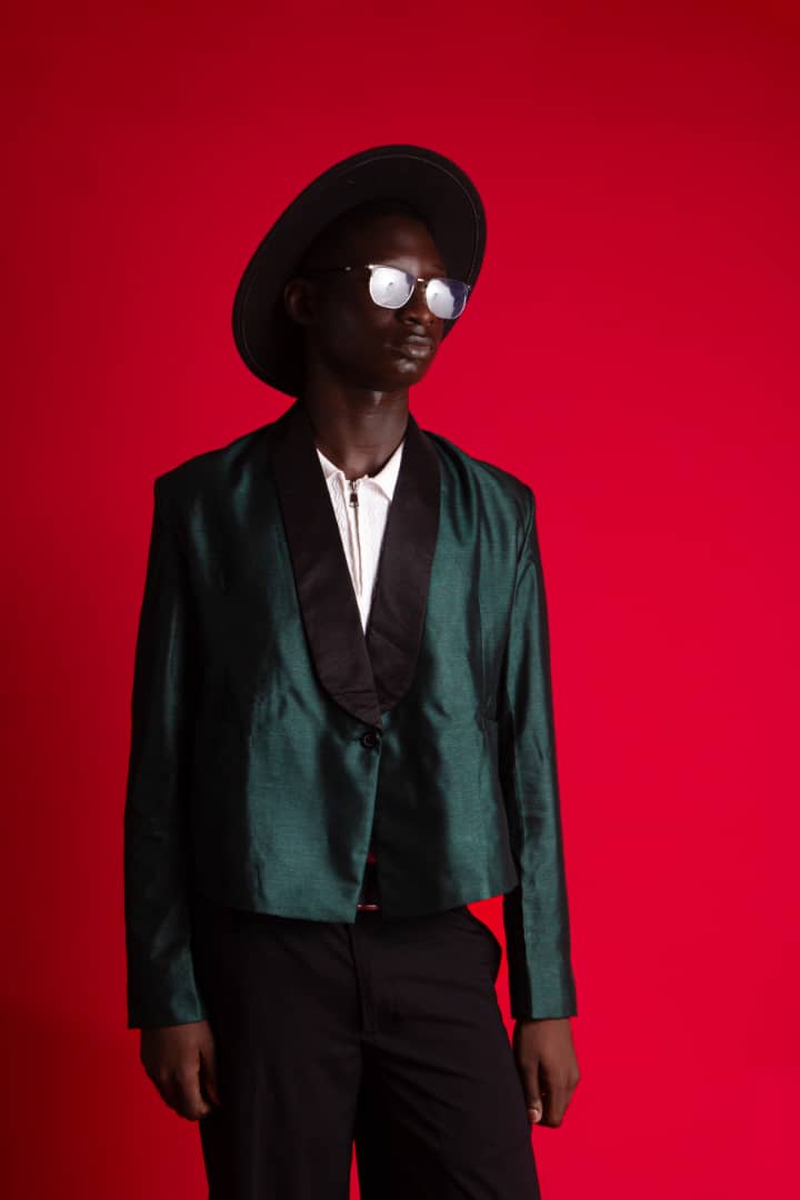 Cropped Dark Green Suit & Baggy Black Trouser