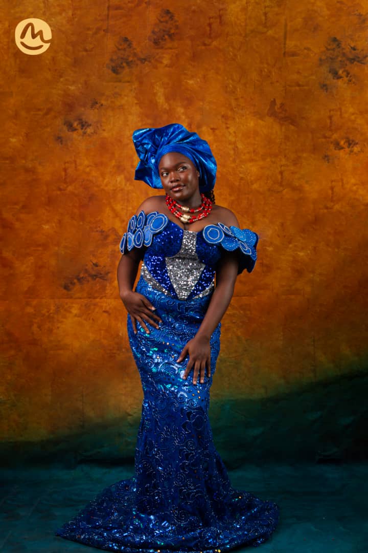 Royal Blue Sequenced Aso-Ebi Gown