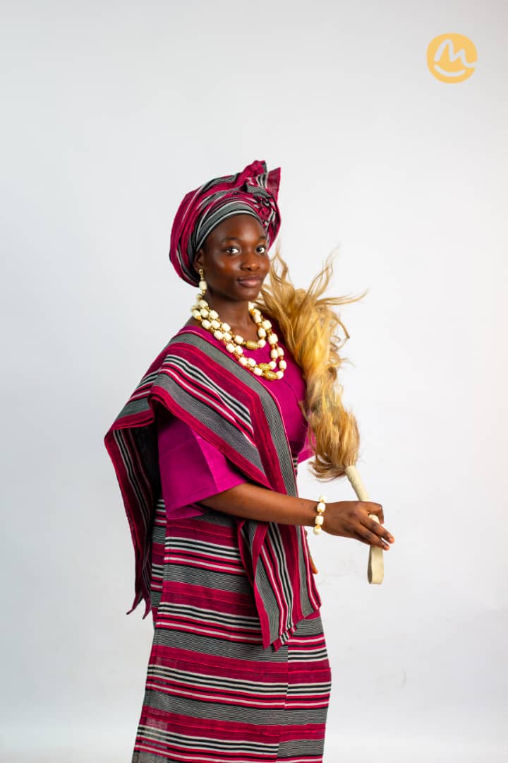 Dark Wine Aso-Oke Iro, Ipele (Shoulder) & Gele + Blue Iro